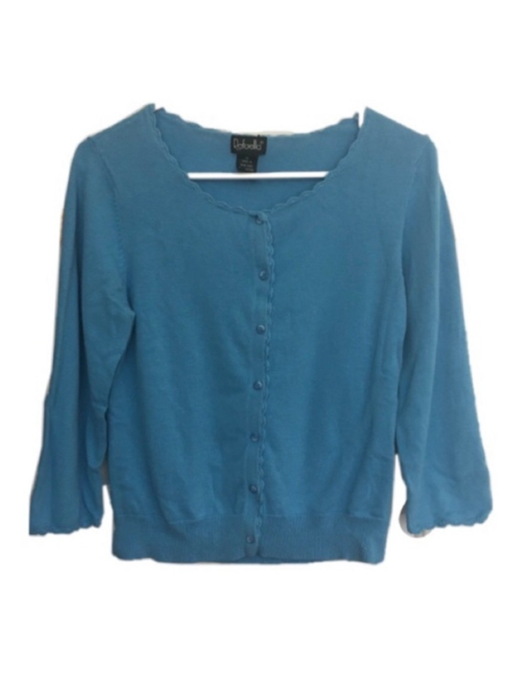 🎒BTS SALE📚 Rafaella Teal Blue/Green Scalloped Edge Cardigan, 100% Cotton, [Siz
